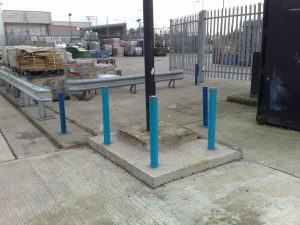 Armco and posts bollards in front of post
